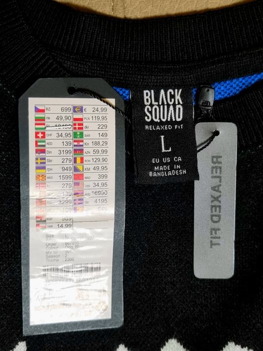 Pulover Black Squad cu eticheta, imprimeu flame, Loyalty