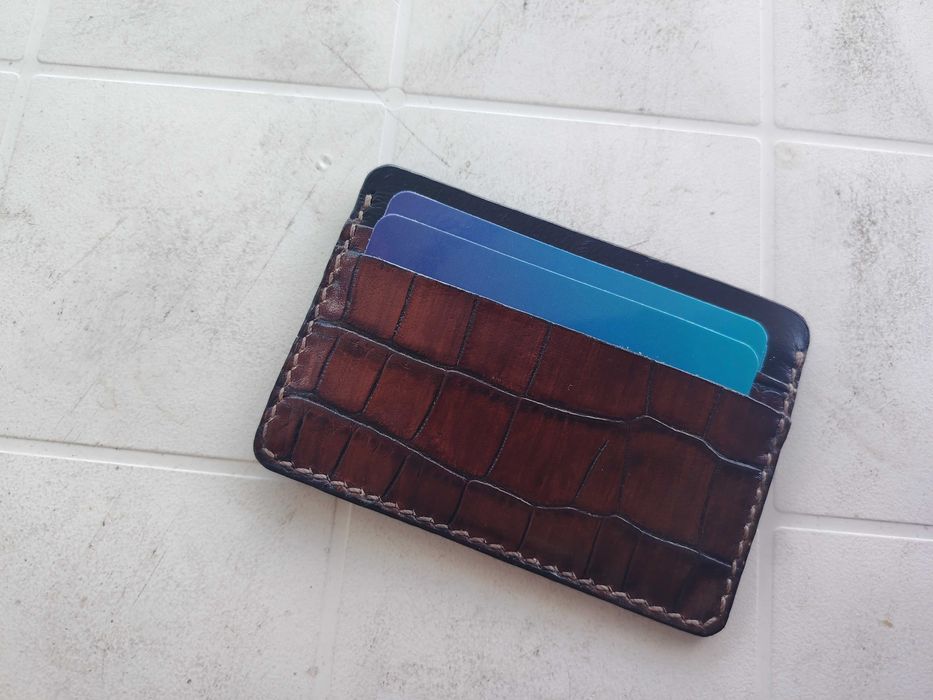 Картодържател (Cardholder) Естествена кожа четри карти Тънък