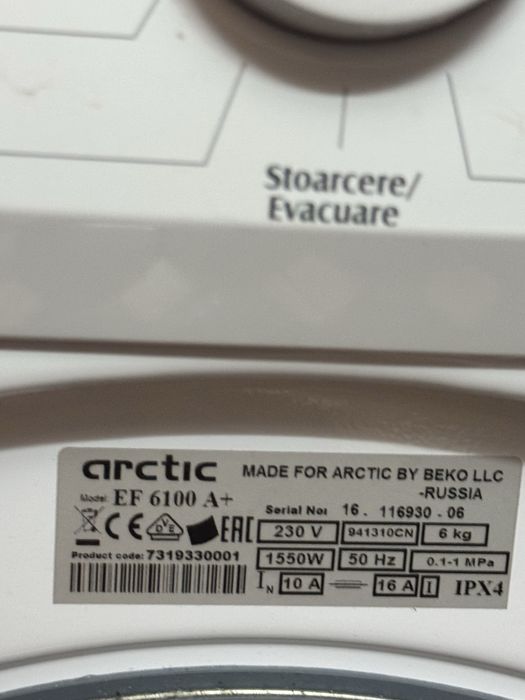 Vand masina de spalat Arctic in stare foarte buna