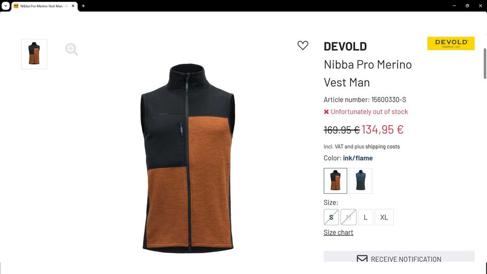 DEVOLD NIBBA PRO VEST 100% Extra Fine Merino Wool размер S / M елек 100% Мерино вълна - 1388