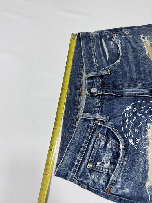 Blugi reworked Polo Ralph Lauren ripped camo distressed blue & camo