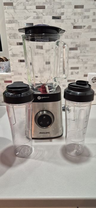 Blender Philips Avance HR3652/00, 1400 W, 35,000 RPM, vas sticla 2 l, 2 Viteze, ProBlend 3D 6, afisaj LED, functie impuls, Metalic