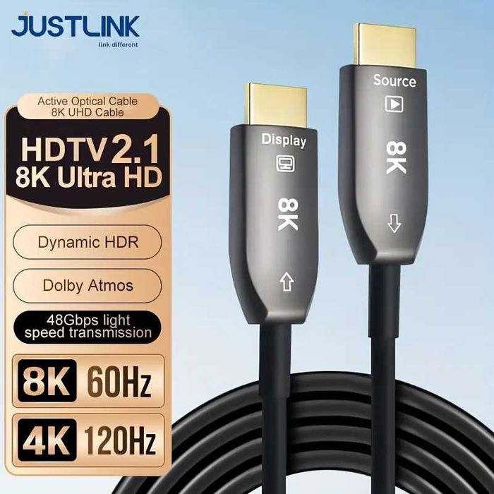 HDTV 2.1b-OPTIC 8К/60Hz за 5м. и 10м. Кабел JUSTLINK* HDMI 2.1b 48Gbps