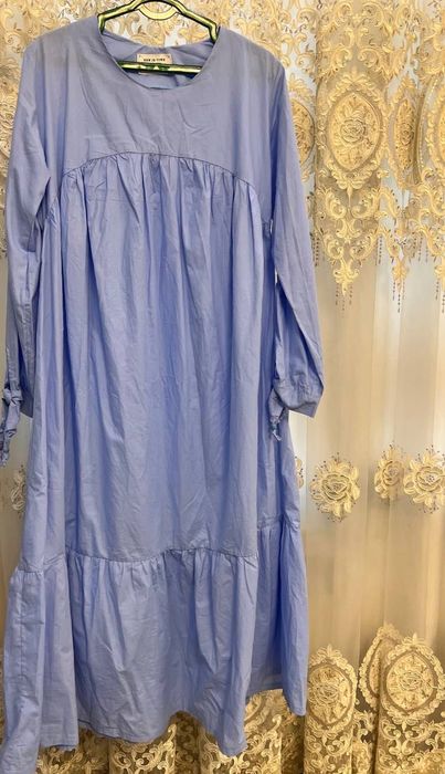 Ko’ylak yozgi yuqa, paxta ko’k. Синий, голубой платья для весна и лето