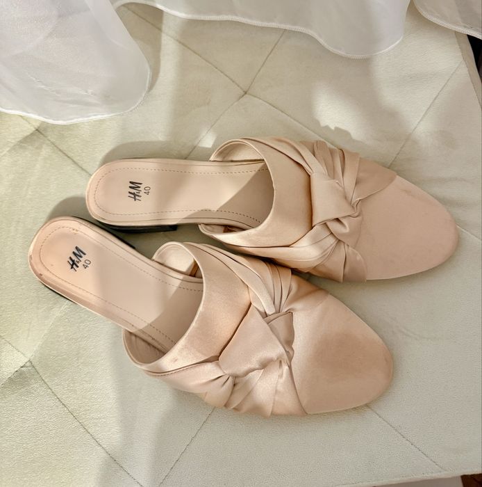 Сатенени чехли  розова пудра