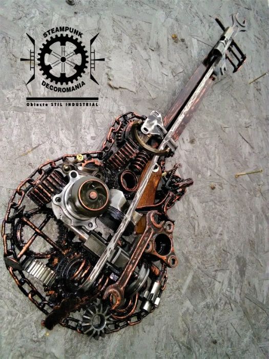 CHITARA STEAMPUNk ,stil industrial pentru decor perete