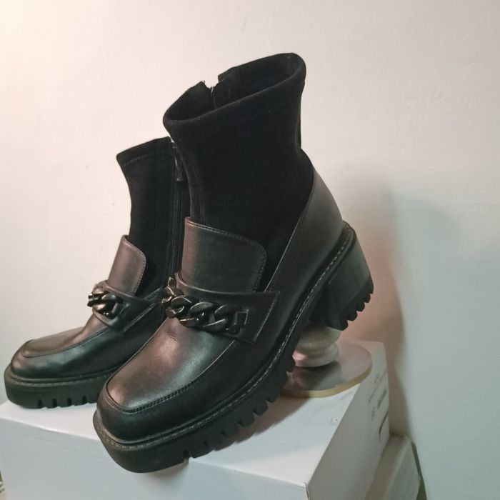 Ghete tip Șosetă Flavia Passini  Negre, Piele & MaterialTextil  Măr