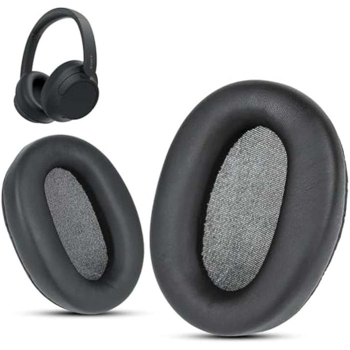 Set 2 bureti pentru casti Sony WH-CH720N, WH-CH710N, WH-CH700N, Over-Ear - Negru - Spuma cu memorie - Piele ecologica