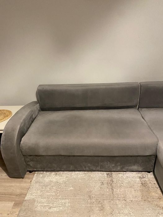 Canapea extesibila, gri din catifea