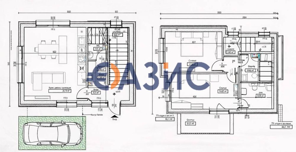 2-етажна градска къща с 2 спални-110,53 кв. м.+Паркомясто 12,5 кв. м.+40 кв. м. двор,Гранд Вилидж,Кошарица,България #34264638