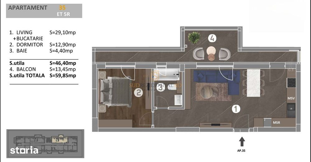 Apartament de tip studio - 2 camere, zona Metalurgiei, Drumul Binelui