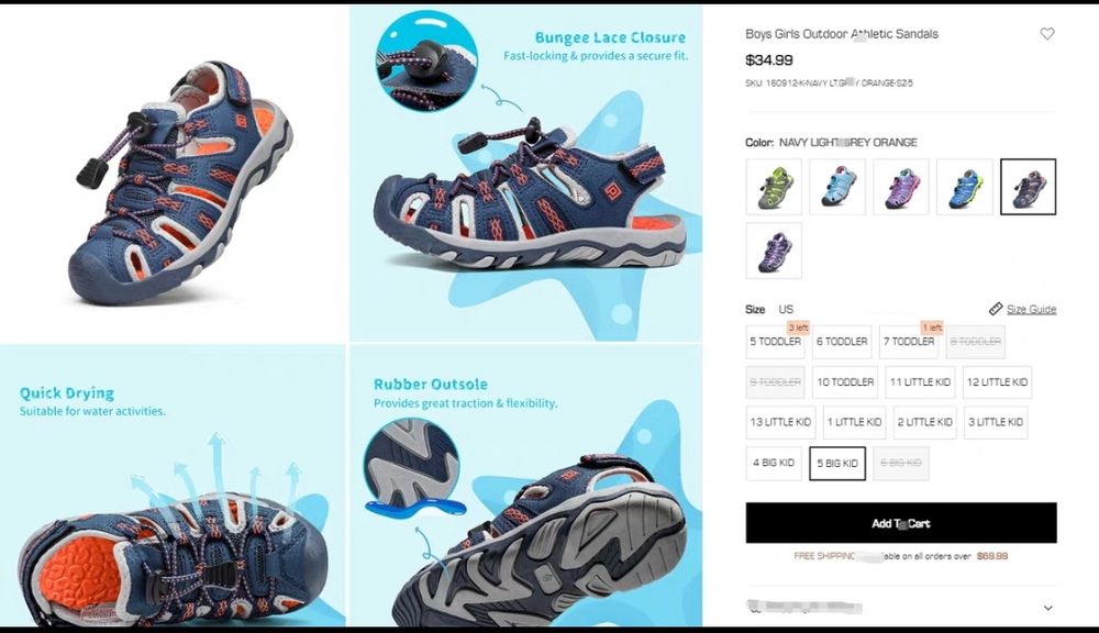 Сандали детские для мальчика. Синий.