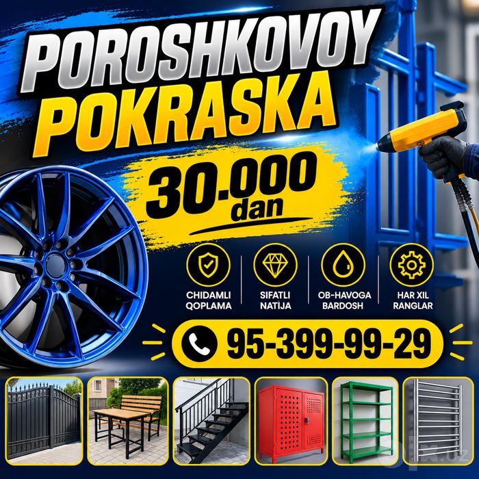 Poroshkovoy pokraska 30.000 KV M2