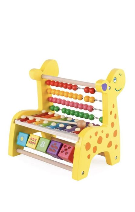 Numaratoare Lemn Girafa - xilofonul si cuburi de lemn Educativa