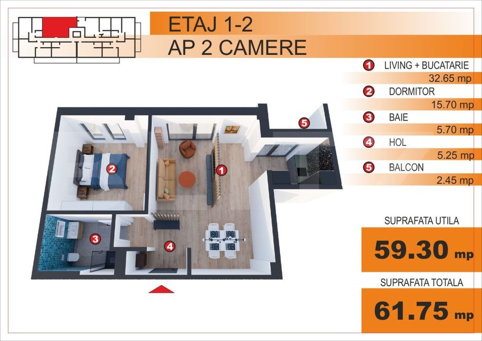 Comision 0%! Apartament 2 camere, EXCLUSIV in Blitz, zona Imparatul Tr