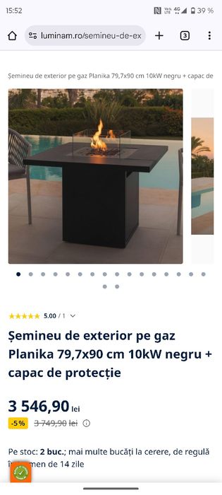 Șemineu exterior pe gaz nou