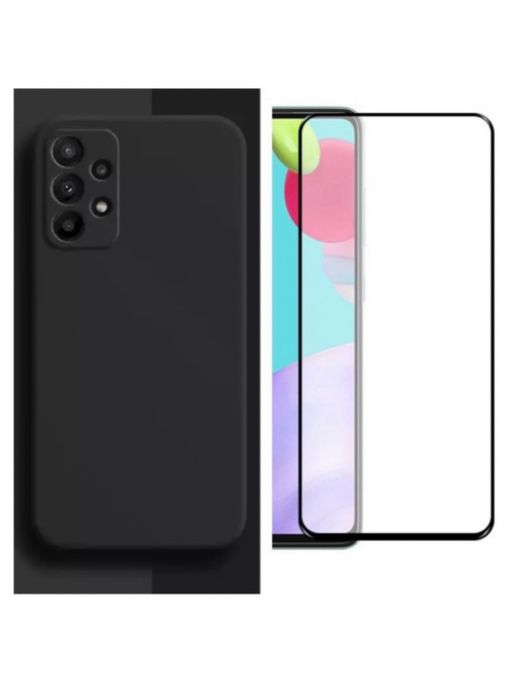 Samsung A51/A71/A52/A72/A36/A56 Husa Silicon Catifea+Folie Sticla 11D