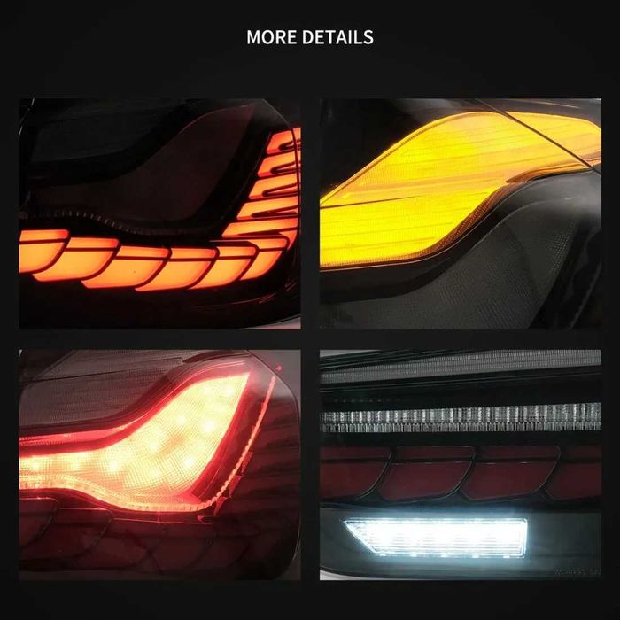 Опушени LED стопове за BMW F30 (2012–2019) – GTS визия с бягащ мигач