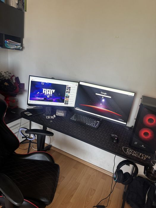 Setup Gaming Complet: Ryzen 7 7700X | RTX 3080 10GB | 32GB DDR5 | 2 Monitoare 165Hz | Birou + Scaun