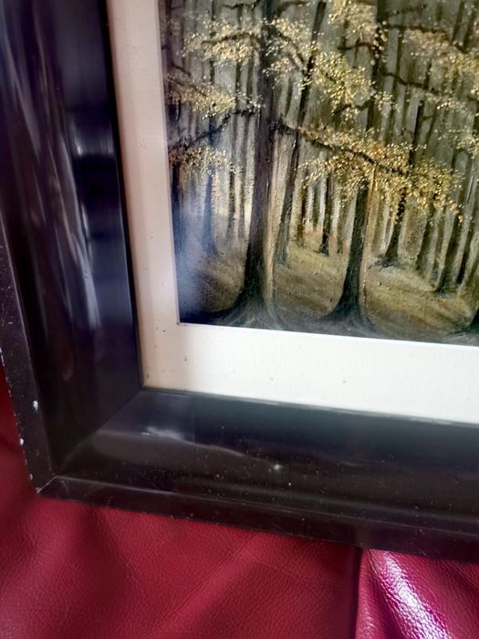 Картина импресионизъм масивна дървена рамка рефлексно стъкло паспарту