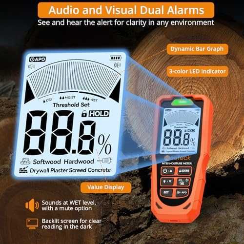 Нов Дигитален влагомер Neoteck, 6 режима, аларма, за дърво и бетон дом