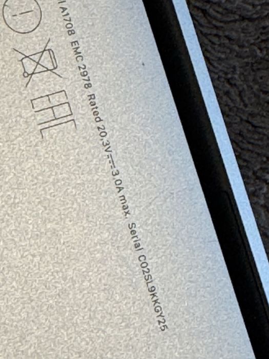 Macbook pro 2016 A1708