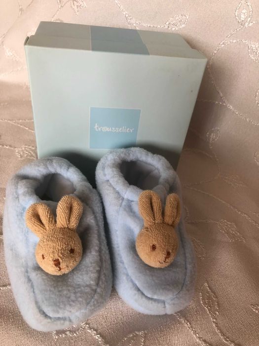 Маркови бебешки пантофи Зайче, Trousselier, 0-2 г., био памук, френски