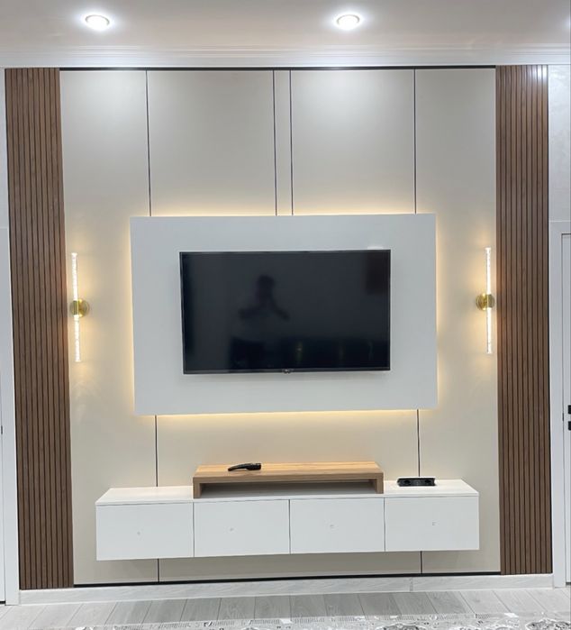 Тв зона от банбуковых панельей tv zona hizmati