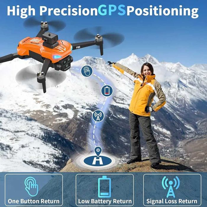 F180 с 4K Камера, GPS, Дистанционно с 4.5" и Сензор за Препятствия