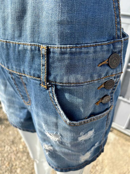 salopetă blugi cu pantaloni scurți culoare albastru, M, FB Sister