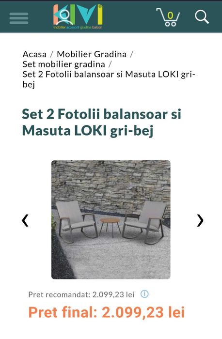 Set 2 fotolii balansoar + măsuță