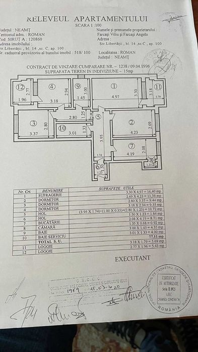 Apartament spațios 4 camere