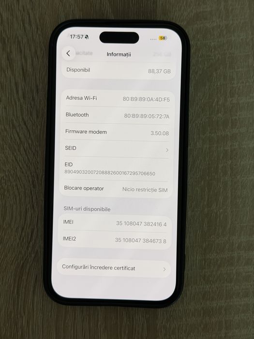 iPhone 15 Pro, 128 GB, liber de retea