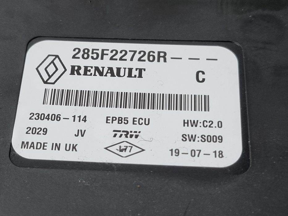 Modul Frana De Mana Renault Kadjar 1.3 TCe 2015 - 2018 1332CC (1574) CU O CLEMA RUPTA 285F22726R Garantie