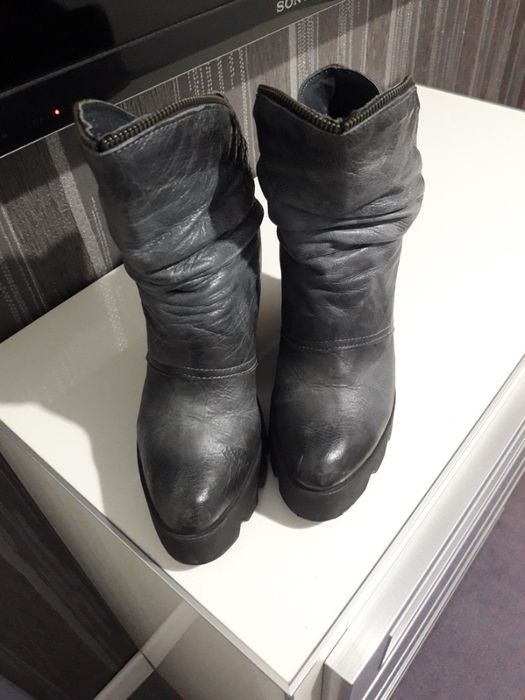 Зимни боти естествена кожа indigo