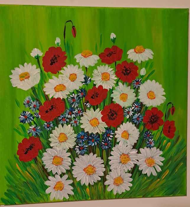 Tablou "Flori de camp" pictat manual