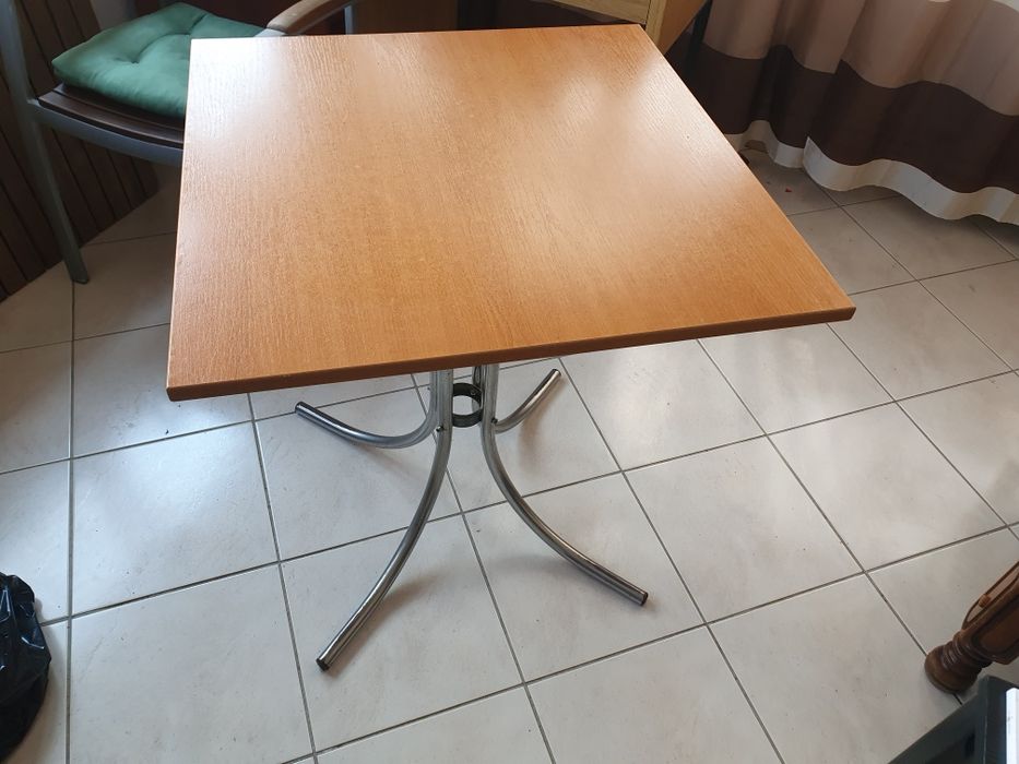 7 Mese inox cu blat de lemn