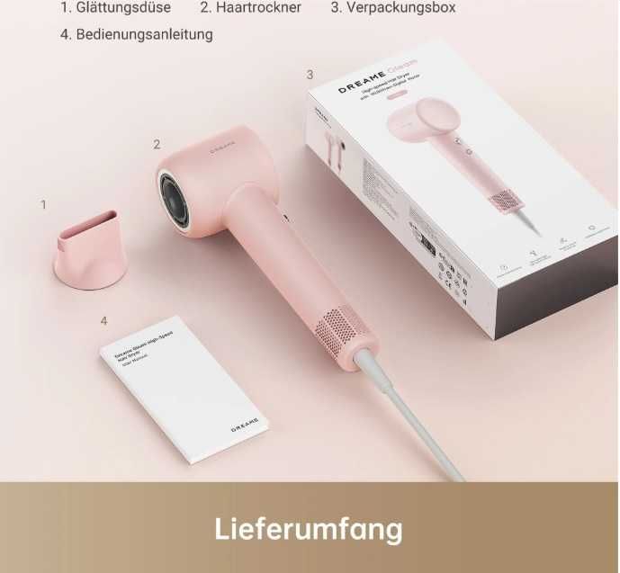 Ултразвуков сешоар за коса Dreame Gleam розов