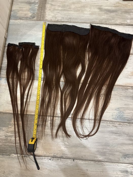 Екстейшън, кестенява коса -67см, 200гр + подарък още  една коса