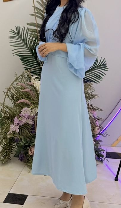 платье вечернее голубое длинное