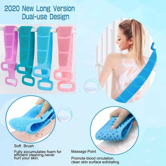 Силиконов масажор за баня- Скръбър за почистване и масаж на гръб