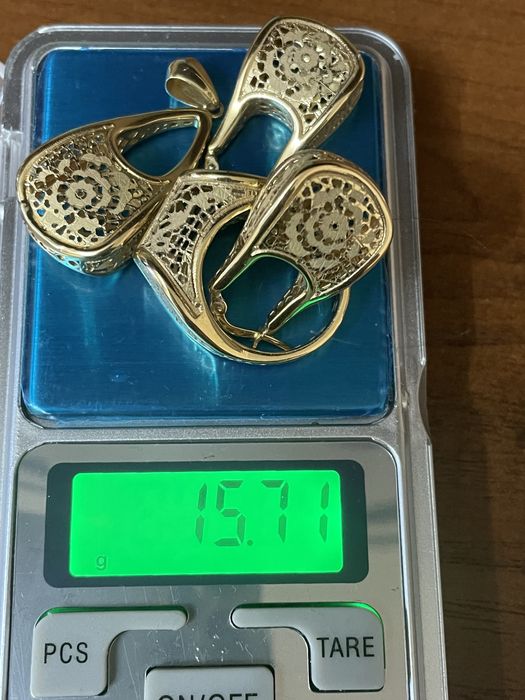 Золотые серьги, колььцо кулон 750 пробы