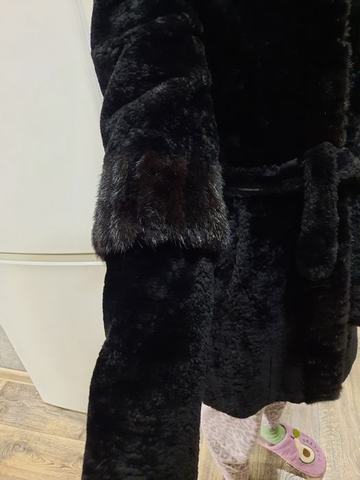 Шуба из мутона + норка