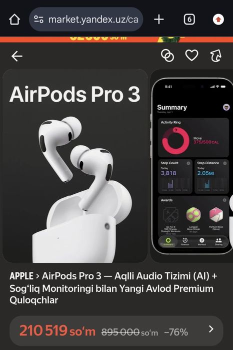Airpods super aksiya narxida