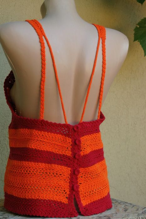 ~top.damă.orange~hand.made~unicat~