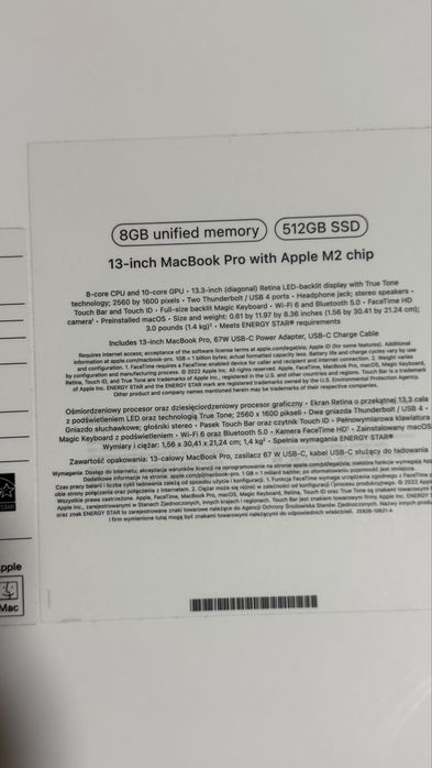 MacBook Pro 13” M2 2022 – 8GB RAM / 512GB SSD