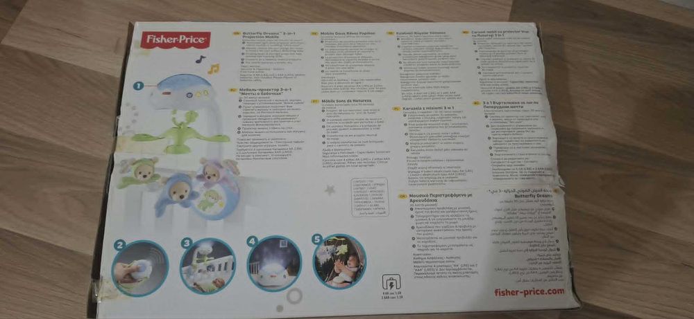 Fisher-Price музикална въртележка с проектор baby - бебешка Fisher-Price Butterfly Dreams 3в1 музикална въртележка с проектор