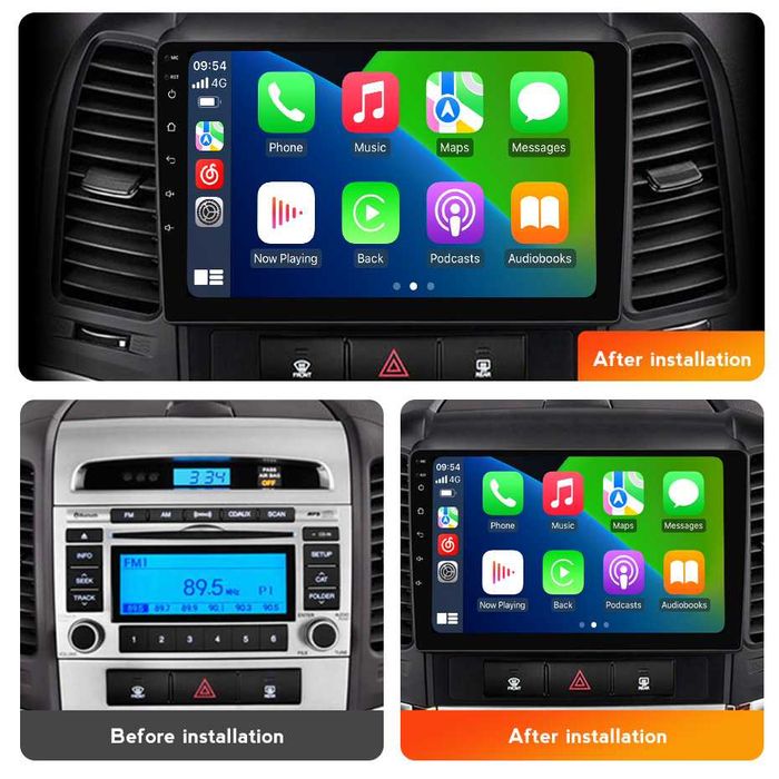 Navigatie Android 14 Hyundai Santa Fe 2006-2012  Waze CarPlay + CAMERA