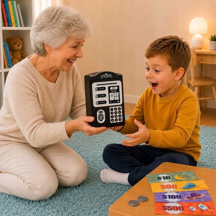 Pusculita electronica tip bancomat cu PIN si card efecte sonore lumini