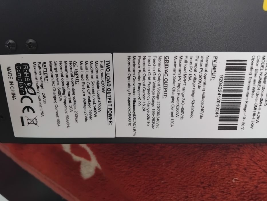 Invertor Easun SMH II ,4,,2kw wifi,24 v